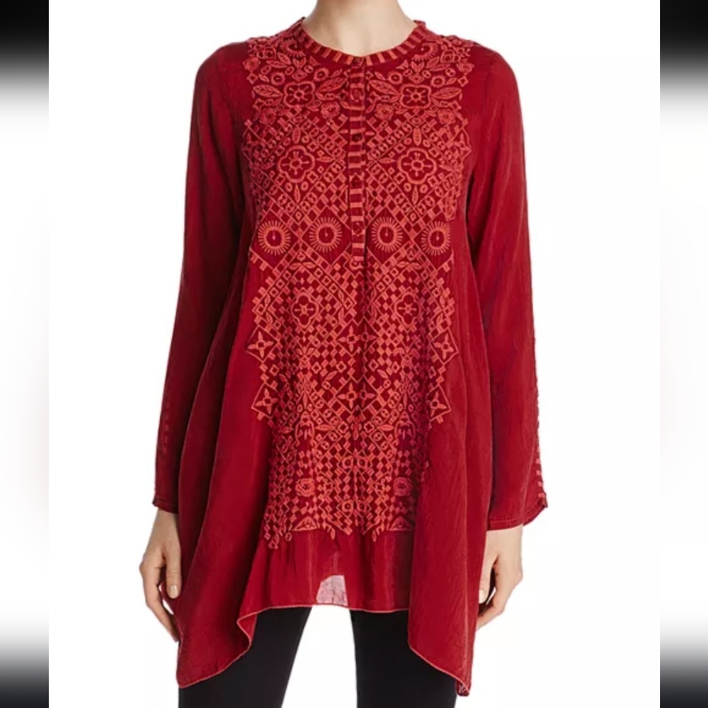 Johnny Was Rona Cupra Rayon Embroidered Tunic